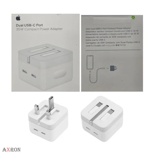 شارژر اصلی ۳۵ واتی آیفون ۱۵ پرومکس iphone 15 pro max  پک اپل استوری پارت نامبر امارات