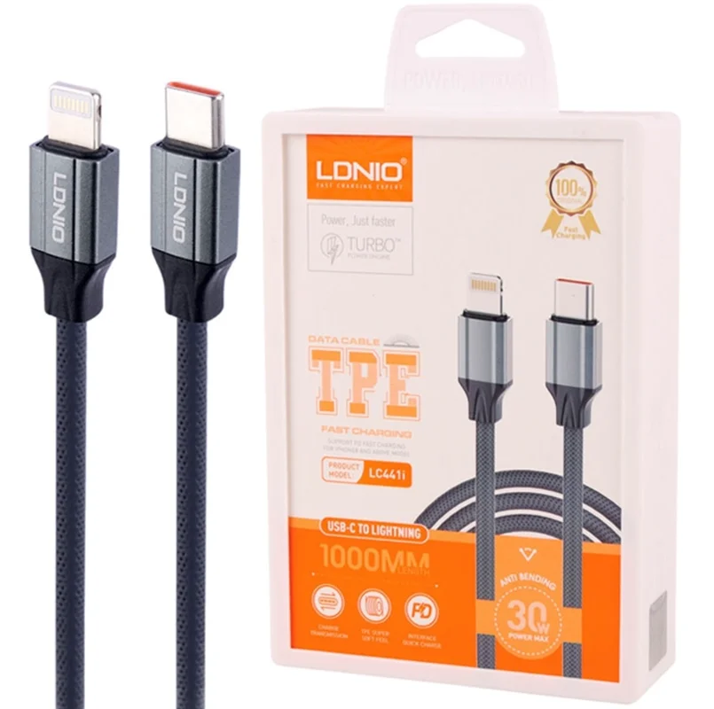 کابل شارژ تایپ سی به لایتنینگ الدینیو مدل LDNIO LC441i