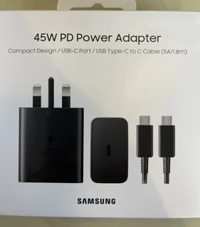 شارژر سامسونگ 45 وات سه پین با کابل 1.8 متری اصل با گارانتی تعویض