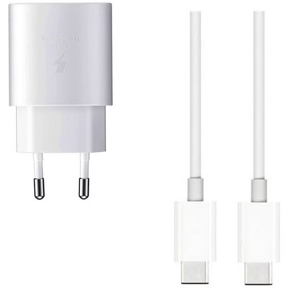 شارژر اصلی سامسونگ samsung A06 اورجینال آداپتور به همراه کابل سفید